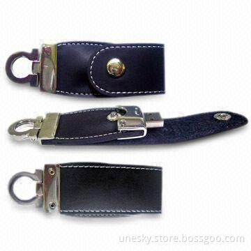 Multifunctional Leather USB Flash Drives with 8Mbps Reading Speed and 512MB to 2GB Memory Capacity